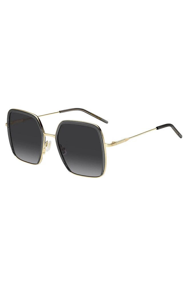 Gray-acetate sunglasses with gold-tone steel