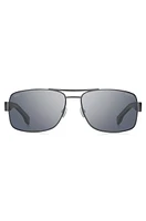 Double-bridge sunglasses with flat hinges
