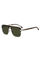 Havana-acetate sunglasses with spoiler-effect double bridge