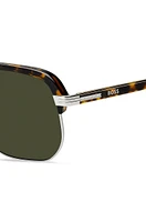 Havana-acetate sunglasses with spoiler-effect double bridge
