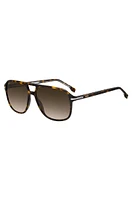 Havana-acetate sunglasses with silver-tone trims