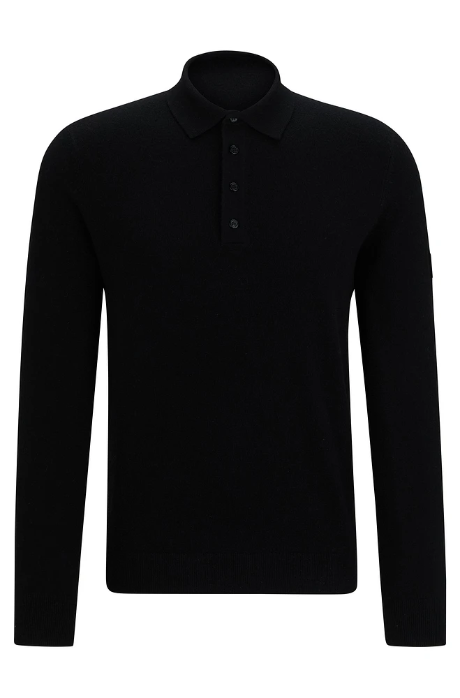 Equestrian knit polo a cotton-cashmere blend