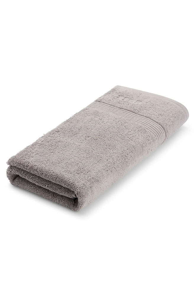 Silver Aegean-cotton bath towel with tonal logo