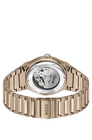 Gold-tone automatic watch with grooved dial