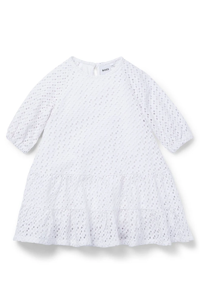 Kids' long-sleeved dress with monogram details