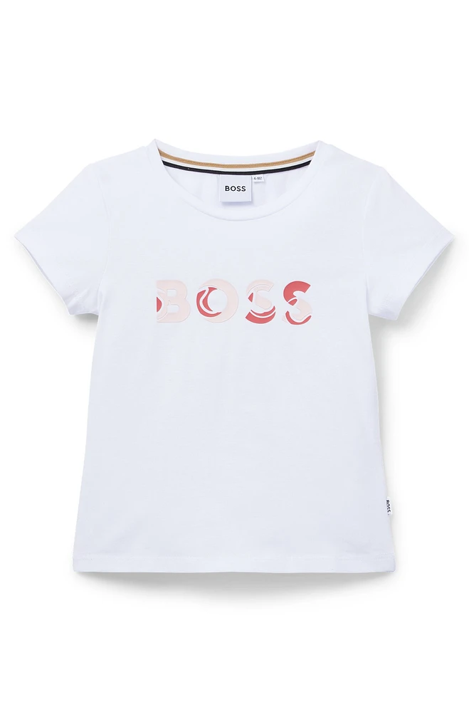 Kids' T-shirt stretch cotton with logo print