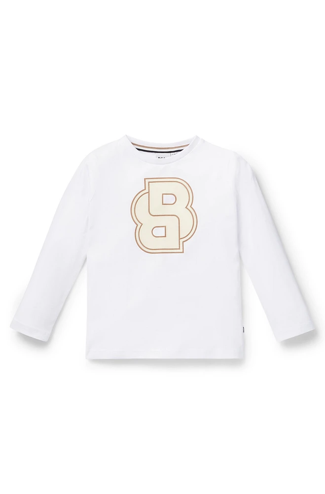 Kids' long-sleeved cotton T-shirt with Double B monogram