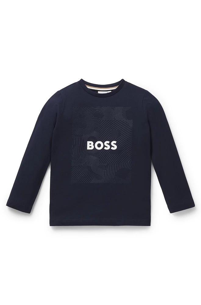 Kids' long-sleeved T-shirt cotton with signature artwork