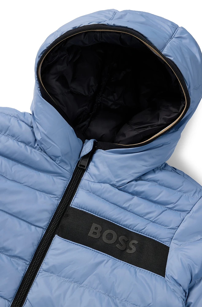 Kids' reversible hooded jacket with water-repellent finish