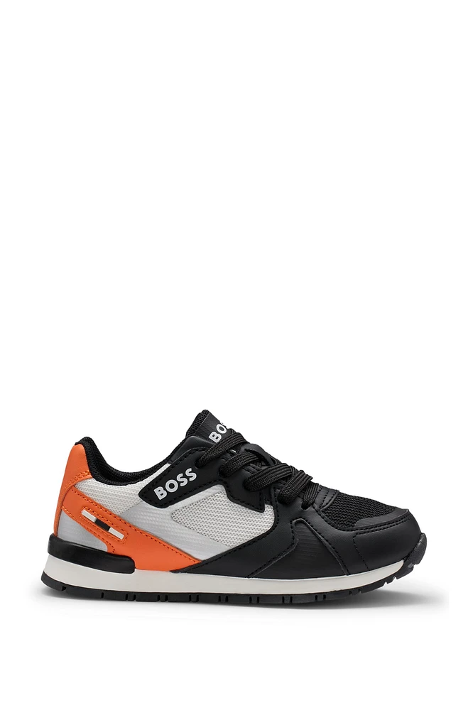 Kids' trainers faux leather and mesh