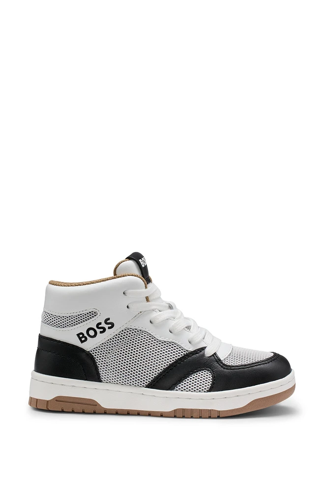 Kids' high-top trainers suede and mesh