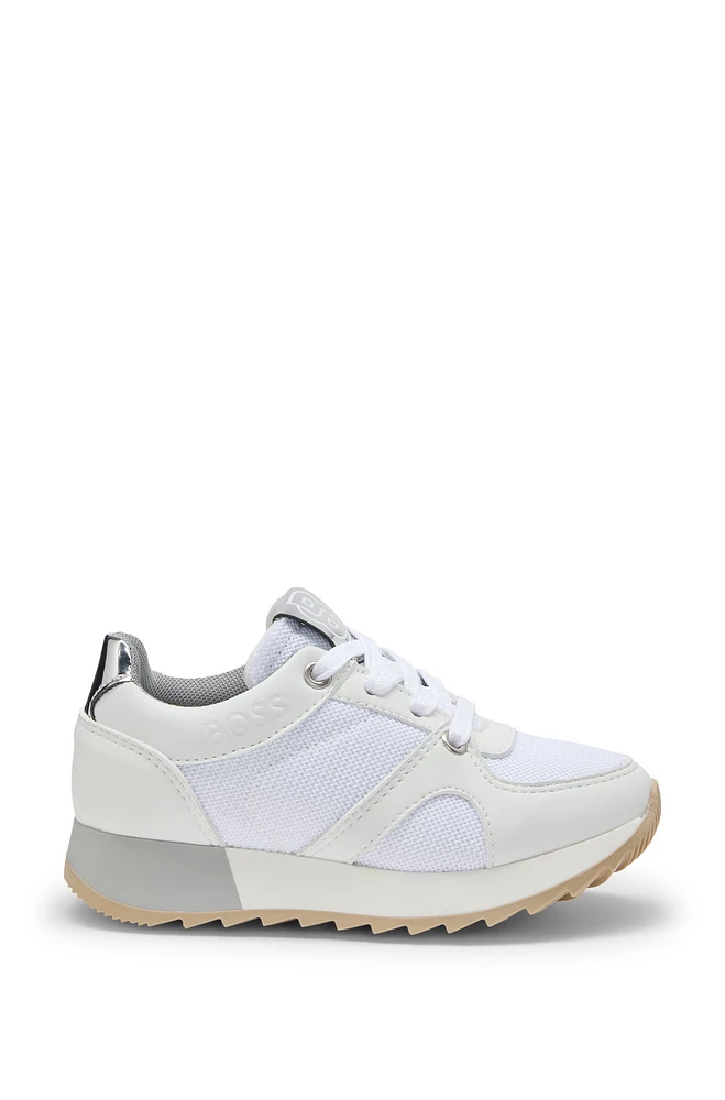 Kids' trainers faux leather and mesh