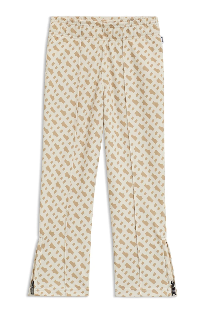 Kids' monogram-print tracksuit bottoms with zipped hems