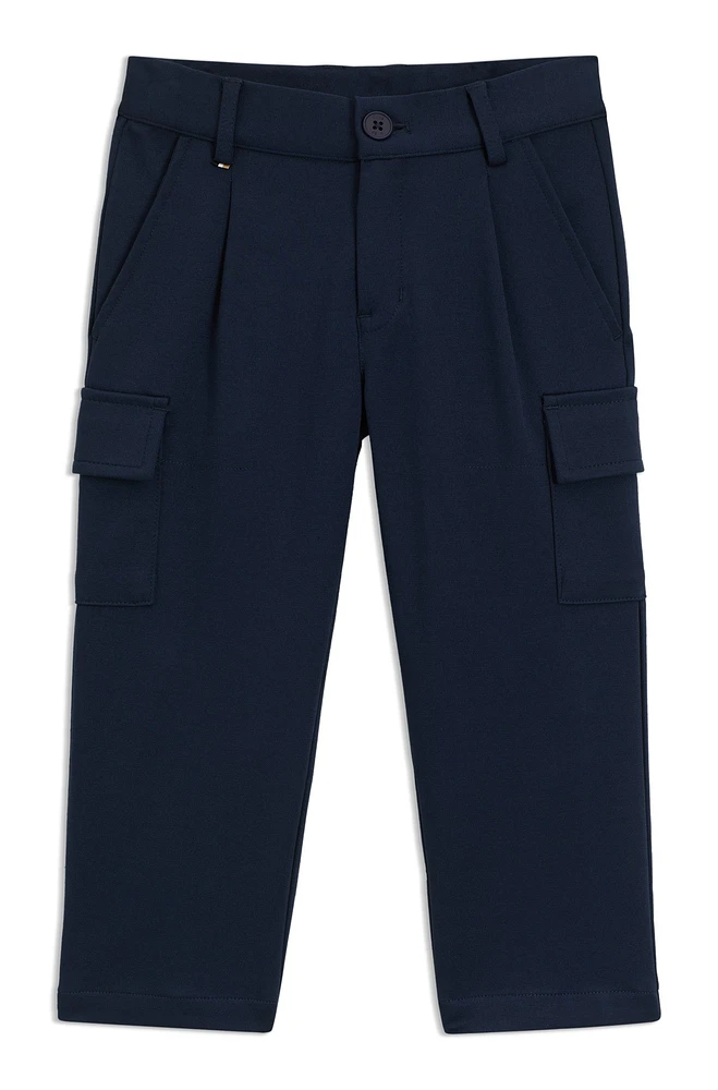 Kids' loose-fit cargo trousers stretch fabric