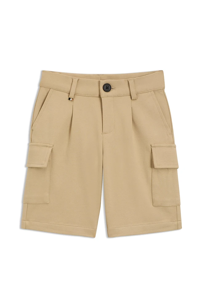Kids' cargo shorts stretch piqué