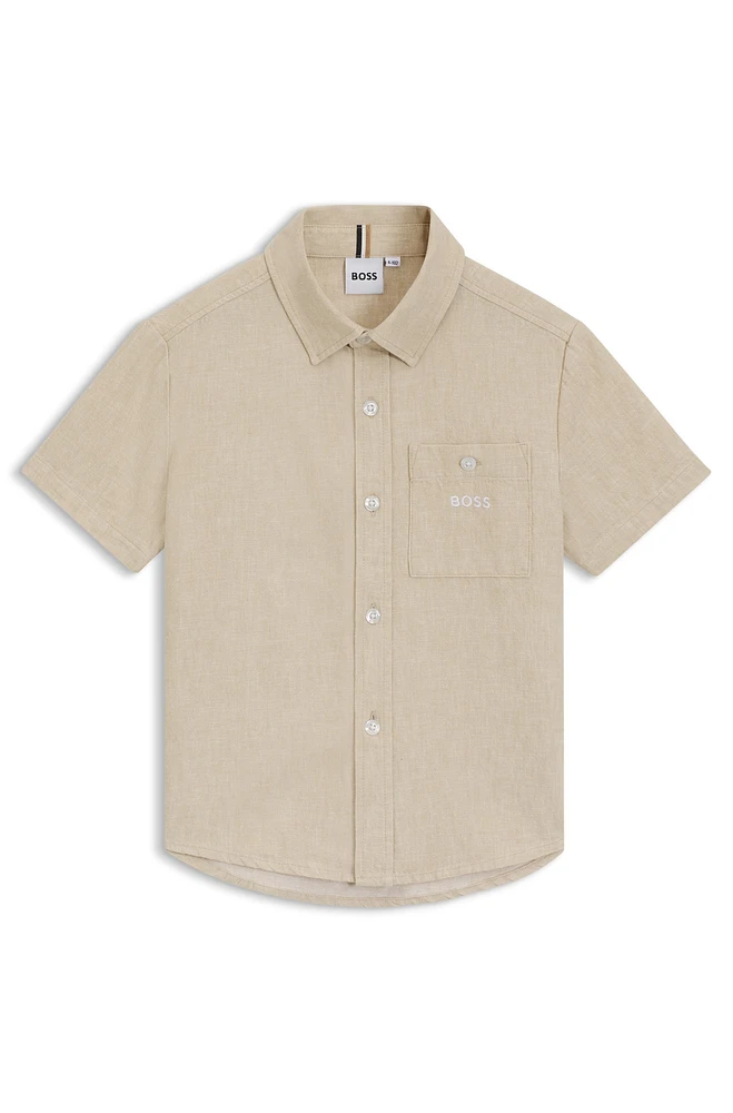 Kids' loose-fit shirt linen and cotton