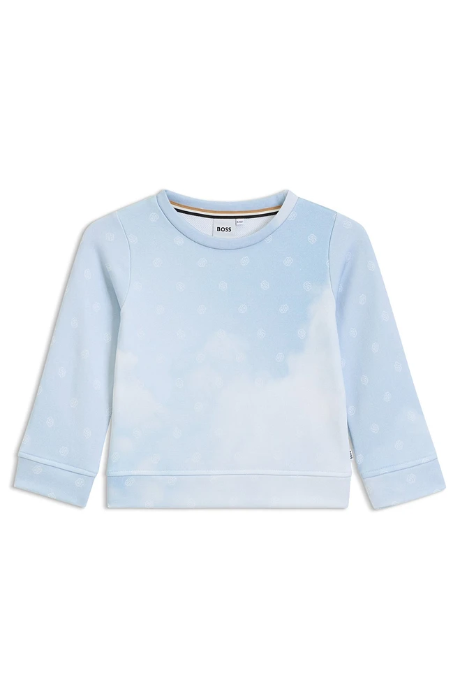 Kids' fleece sweatshirt with clouds and Double B monograms