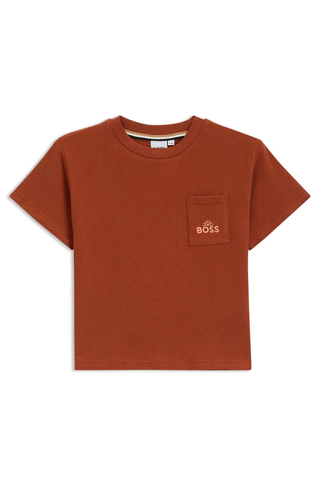 Kids' loose-fit T-shirt cotton with embroidered artwork
