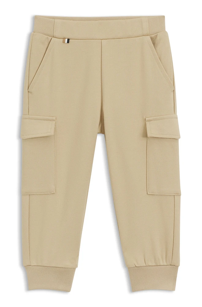 Kids' cargo trousers stretch piqué