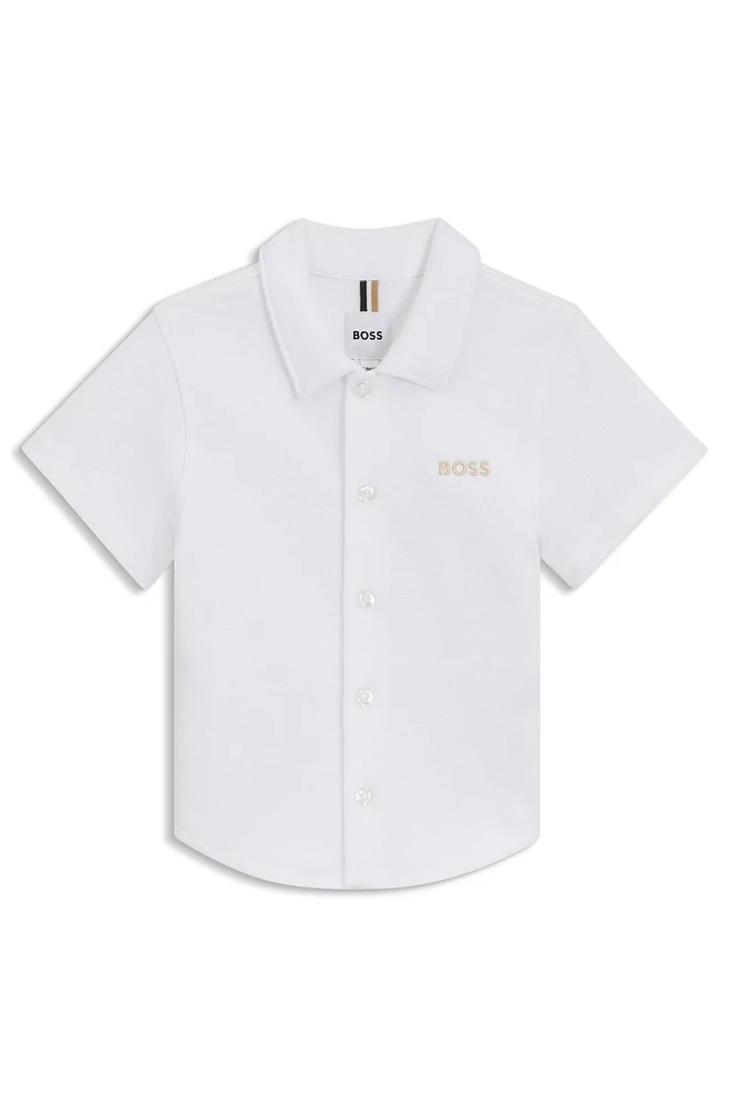 Kids' regular-fit shirt cotton with embroidered logo