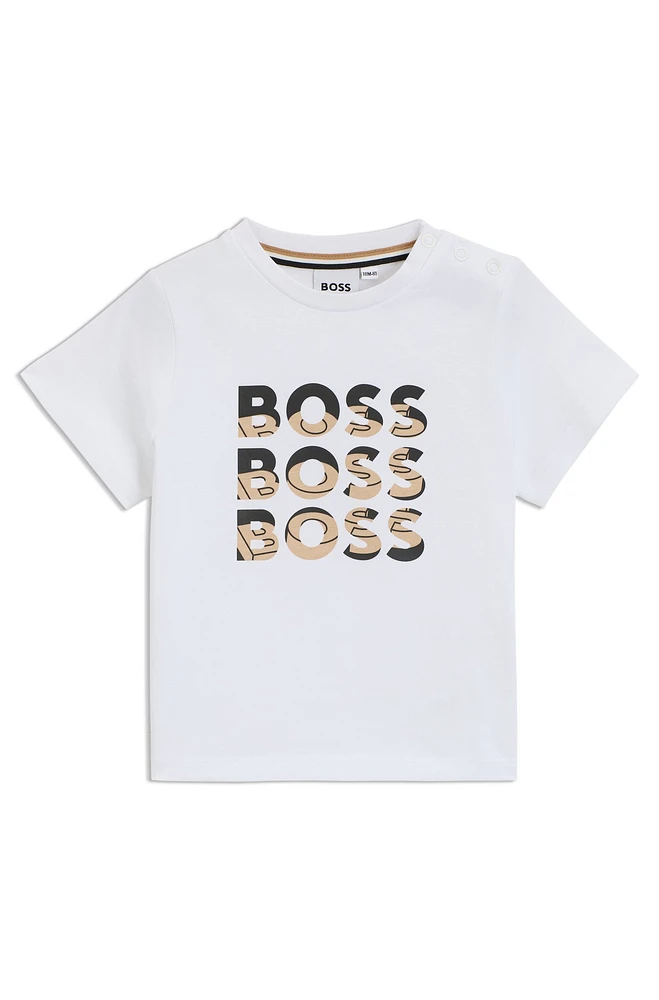 Kids' T-shirt cotton with gradient-effect triple logo