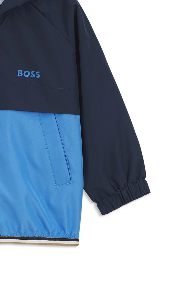 Kids' color-blocked windbreaker with logo print