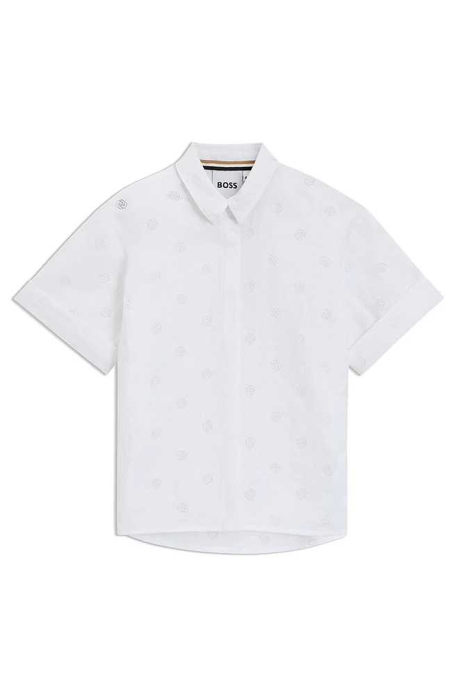 Kids' short-sleeved shirt with Double B monograms