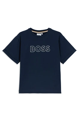 Kids' stretch-cotton T-shirt with embroidered logo