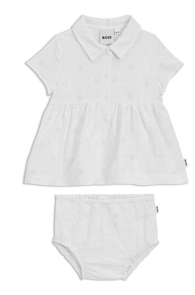 Gift-boxed dress and bloomers for babies