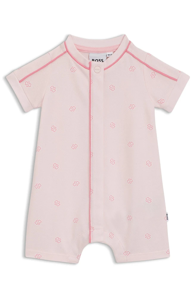 Baby playsuit stretch cotton with Double B monograms