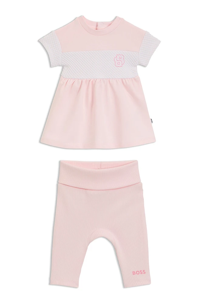Gift-boxed dress and leggings set for babies