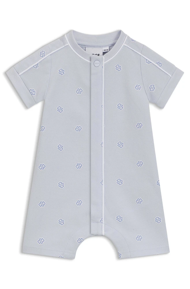 Baby playsuit stretch cotton with Double B monograms