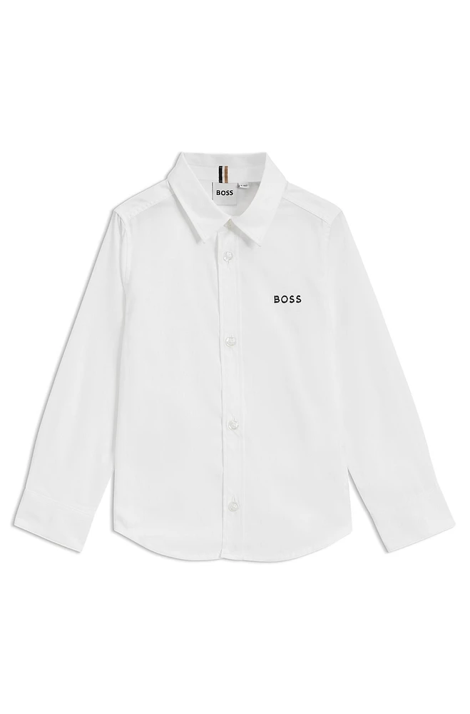 Kids' shirt Oxford cotton with embroidered logo