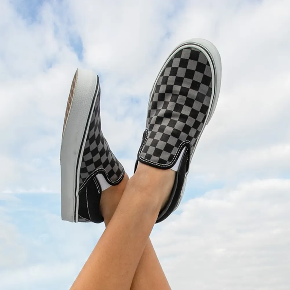Vans Slip-On Checkerboard Skate Shoe - Grey / Black