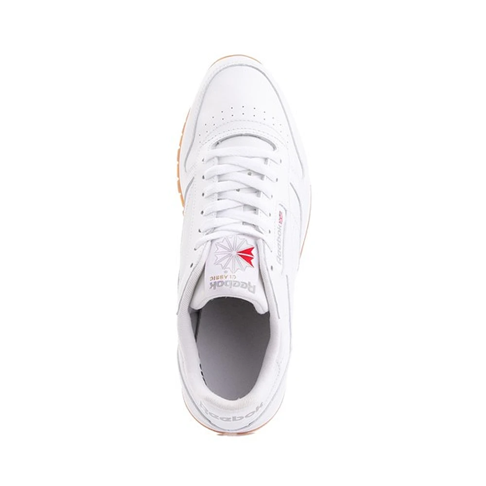 Chaussure athlétique en cuir Reebok Classic pour hommes - Blanche / Gomme