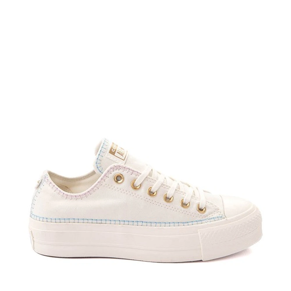 Basket Converse Chuck Taylor All Star Lo Lift Stitch pour femmes - Blanc cassé / Bleu ciel