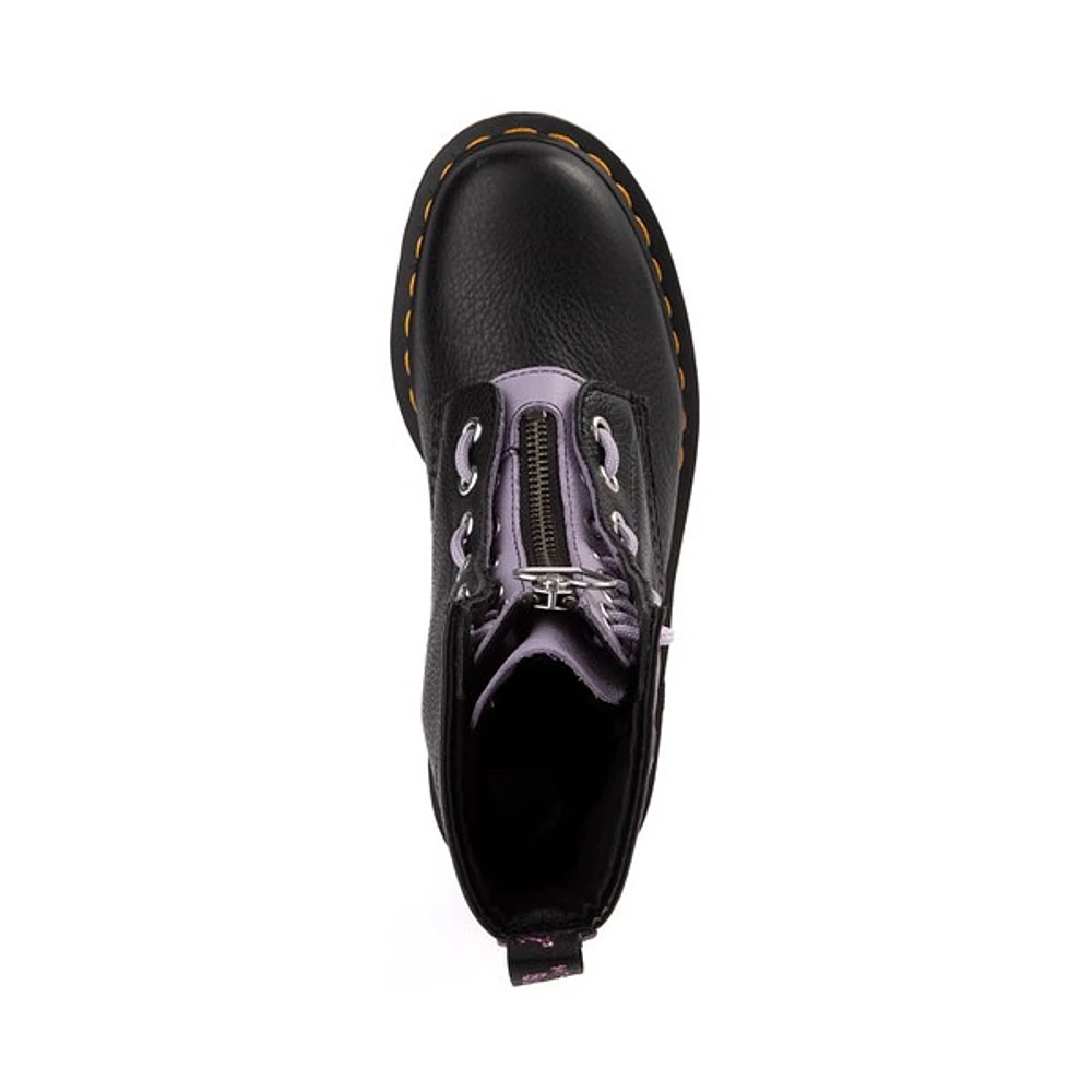 Botte Dr. Martens 1460 à 8 œillets Zip Heart pour femmes - Noire / Lavande