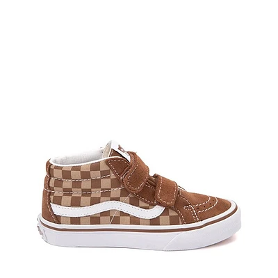 Chaussure de skate Vans Sk8-Mid V à motif en damier - Enfants - Brune / Beige
