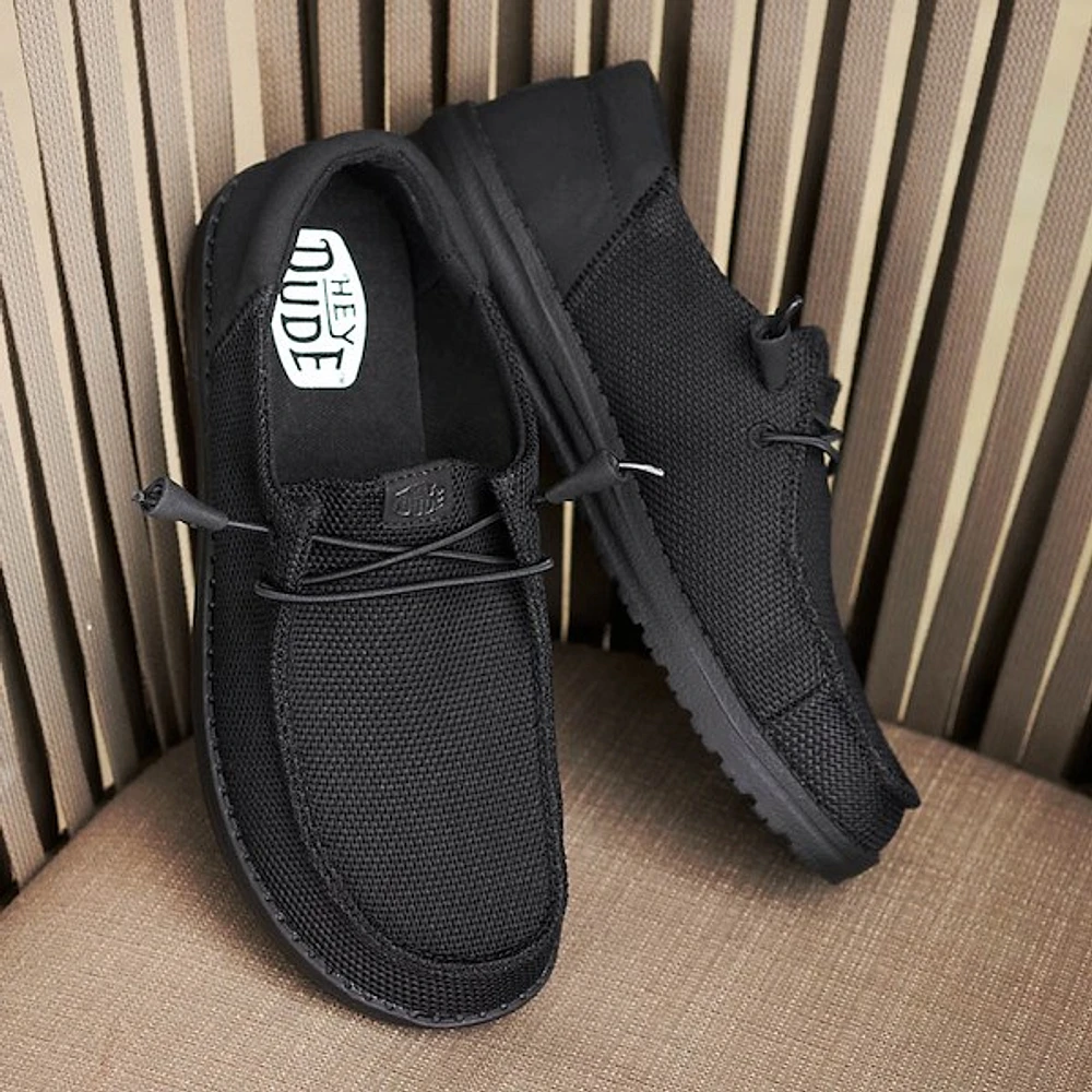 Mens HEYDUDE Wally Funk Casual Shoe - Black Monochrome