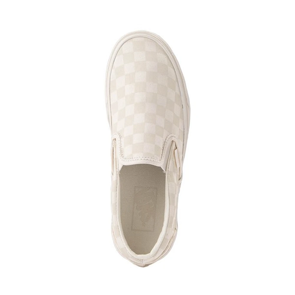 Chaussure de skate compensée sans lacets Vans à notif en damier - Blanc guimauve / Crème