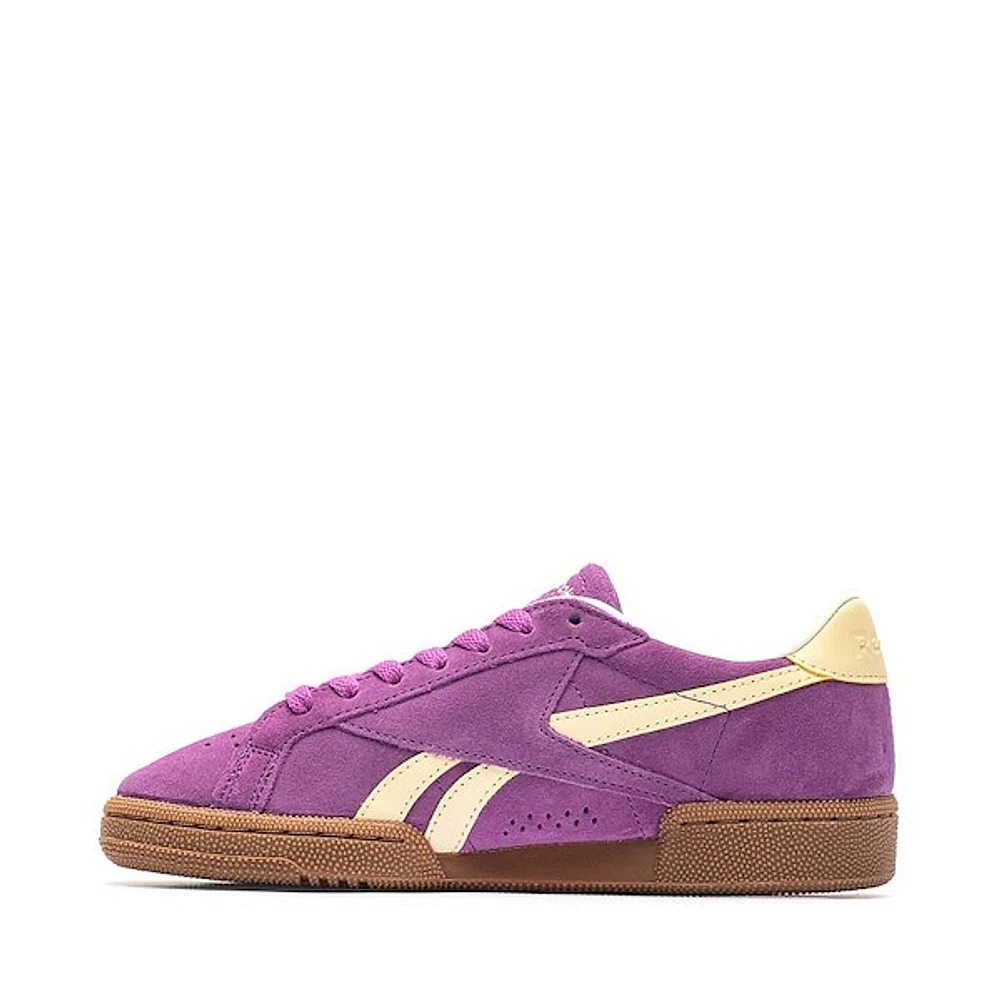 Womens Reebok Club C Grounds UK Athletic Shoe - Purple Rave / Bleached Yellow Gum