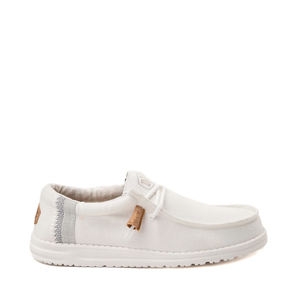 Mens HEYDUDE Wally Break Stitch Casual Shoe - Natural White