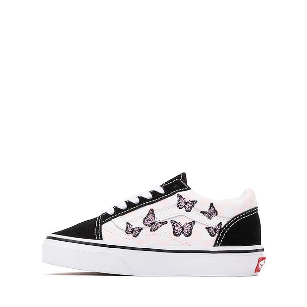 Vans Old Skool Checkerboard Skate Shoe - Little Kid Black / White Butterflies