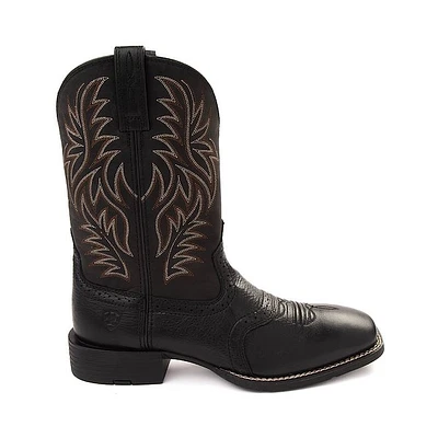 Mens Ariat Sport Wide Square Toe Western Boot - Black Deertan