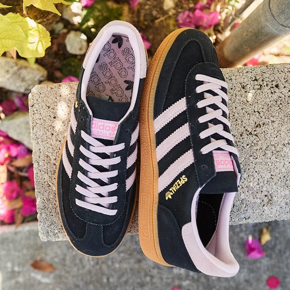 Womens adidas Handball Spezial Athletic Shoe - Core Black / Clear Pink Gum