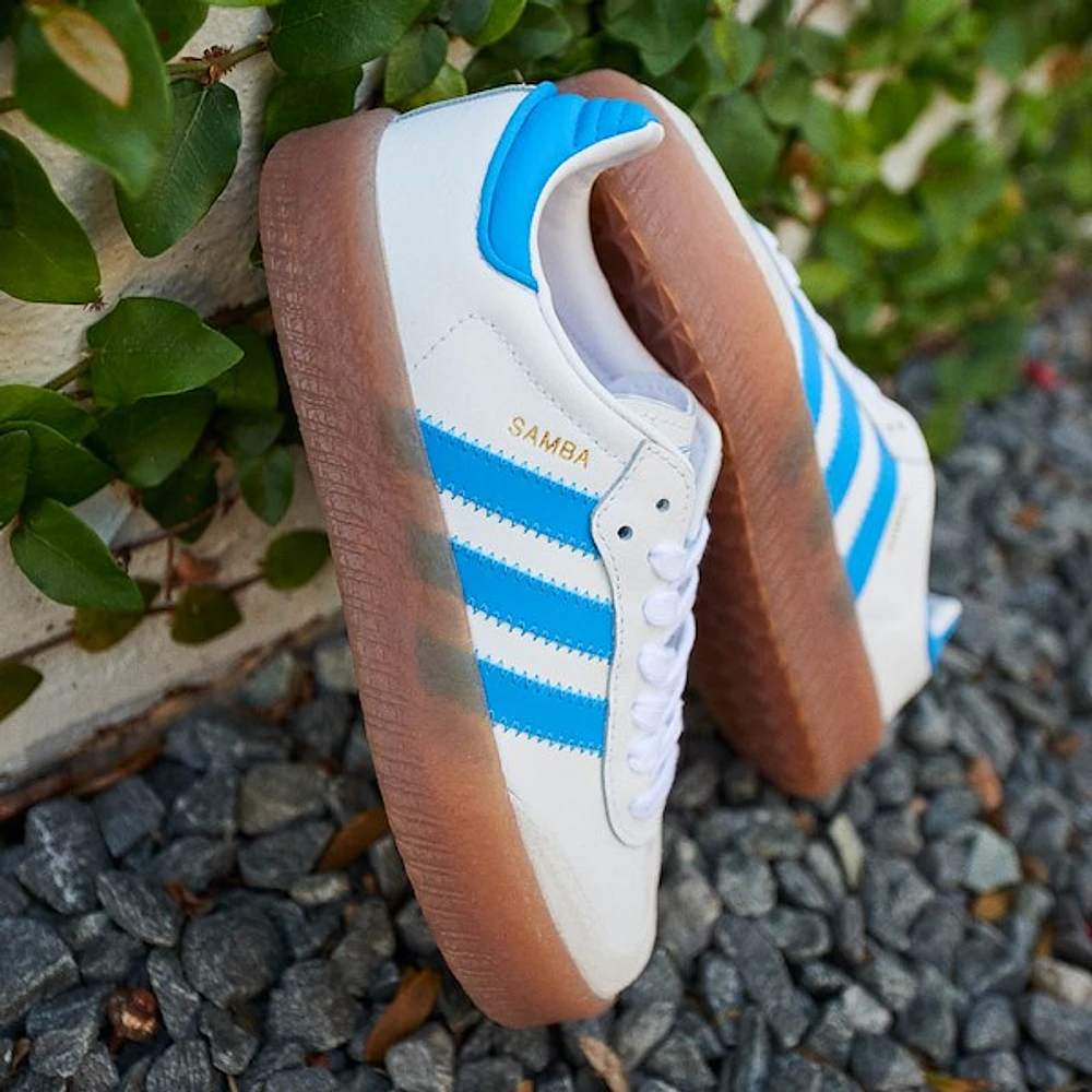 adidas Sambae Athletic Shoe - Big Kid White / Bright Blue Gold
