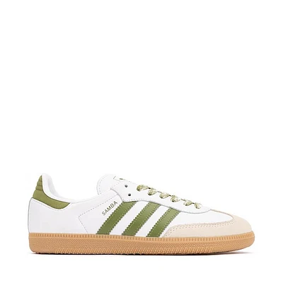 Womens adidas Samba OG Athletic Shoe - White / Tech Olive Gum