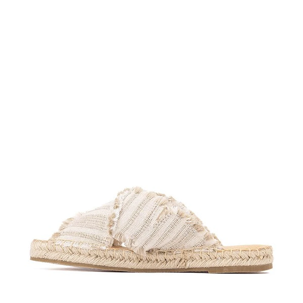 Womens Minnetonka Pepper Slide Sandal - Taupe Stripe