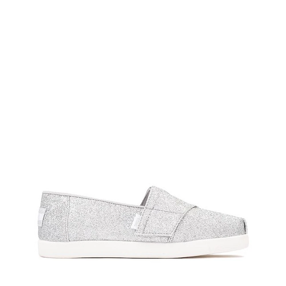 TOMS Alpargata Slip-On Casual Shoe - Little Kid / Big Silver Iridescent Glimmer