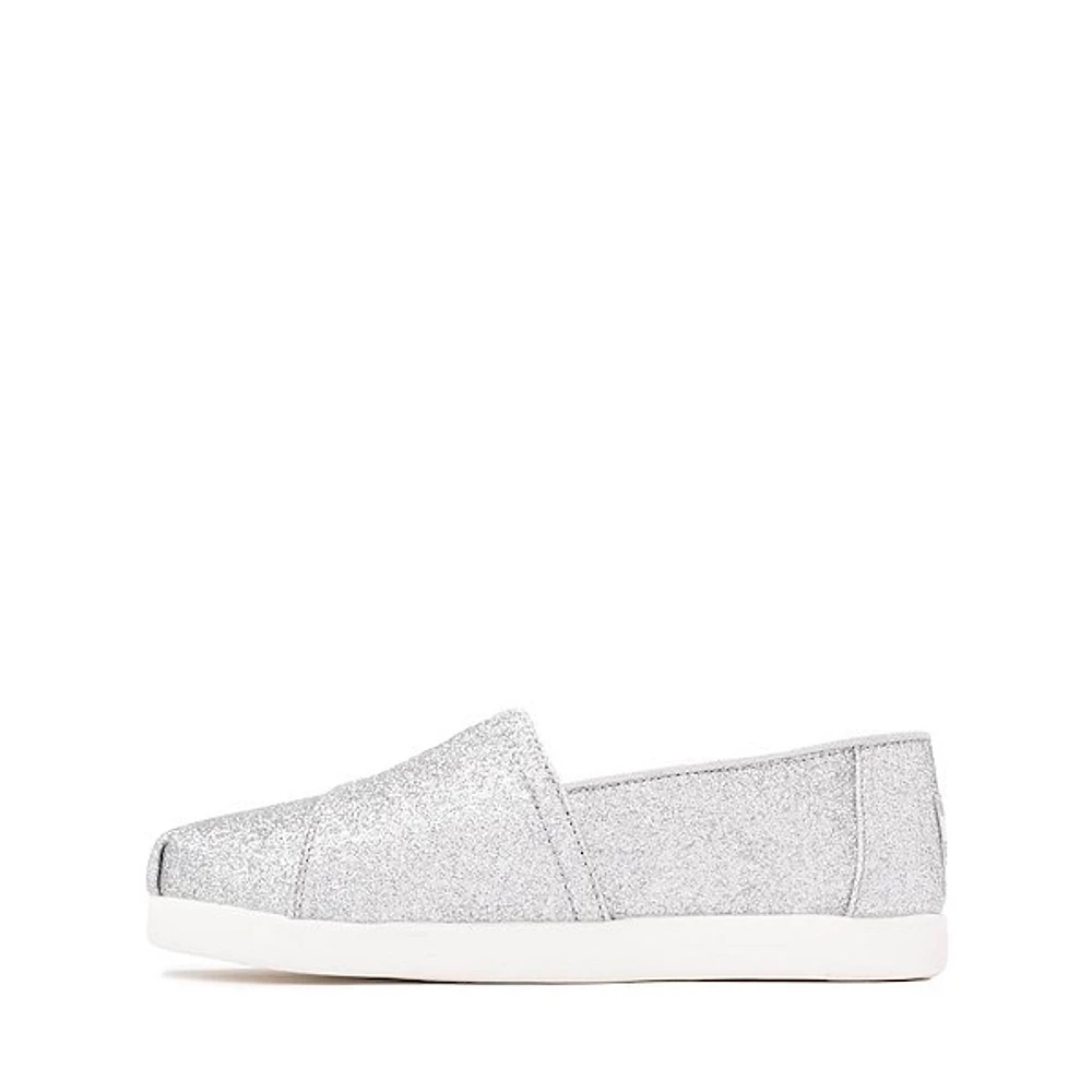 TOMS Alpargata Slip-On Casual Shoe - Little Kid / Big Silver Iridescent Glimmer